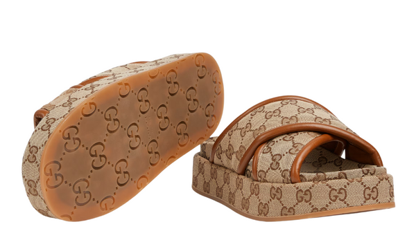 Gucci Women's GG Platform Sandal "Beige And Dark Brown"