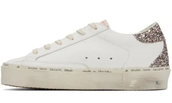Golden Goose Hi Star 'White Antique Pink Glitter'
