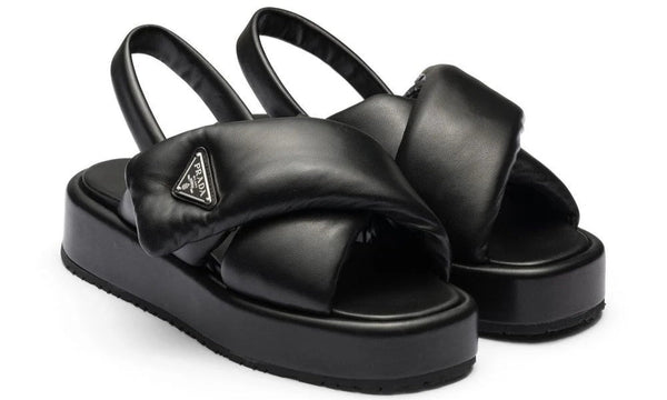 Prada triangle-logo padded sandals "Black"
