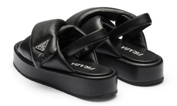Prada triangle-logo padded sandals "Black"