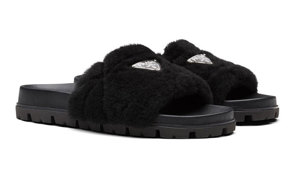 Prada shearling slides