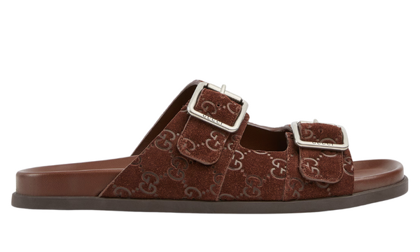 Gucci slide sandal "Brown GG suede"