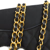 CHANEL 1989-1991 Black Satin Quilted Shoulder Bag