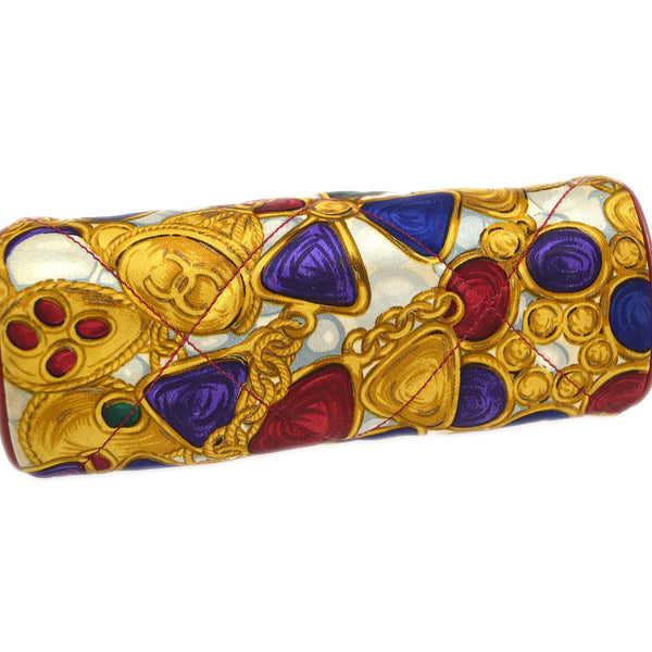 CHANEL 1986-1988 Satin Bijoux-printed oval Shoulder Bag