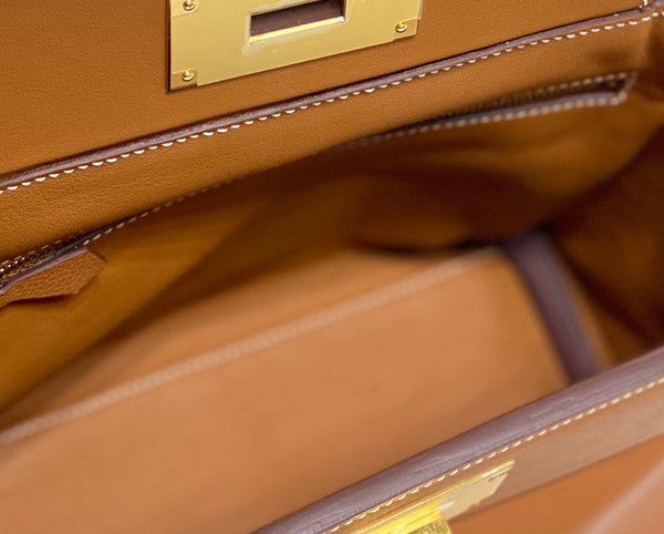 Hermes Bag Brown with Gold Buckle Calfkin 250264