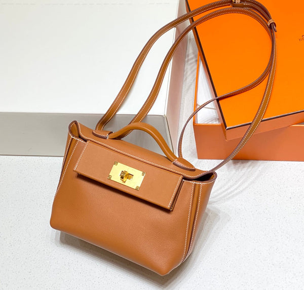 Hermes Bag Brown with Gold Buckle Calfkin 250264
