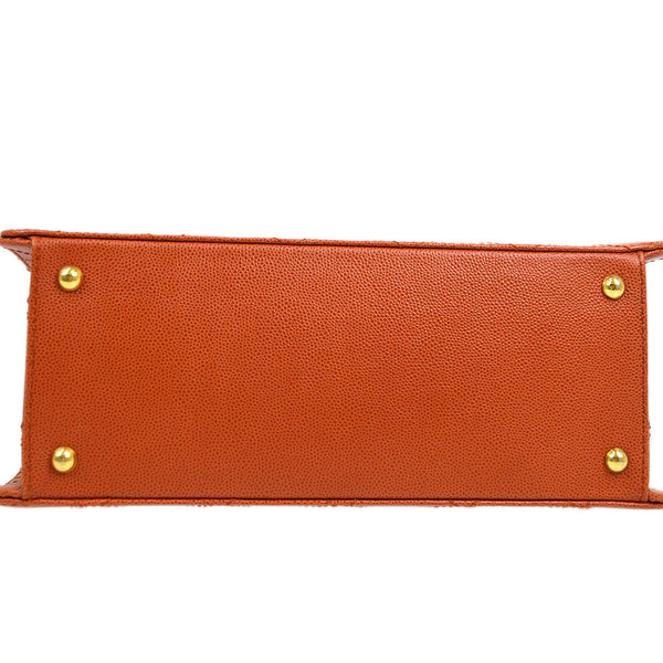 CHANEL 1997-1999 Sellier Flap Shoulder Bag Medium Orange Caviar