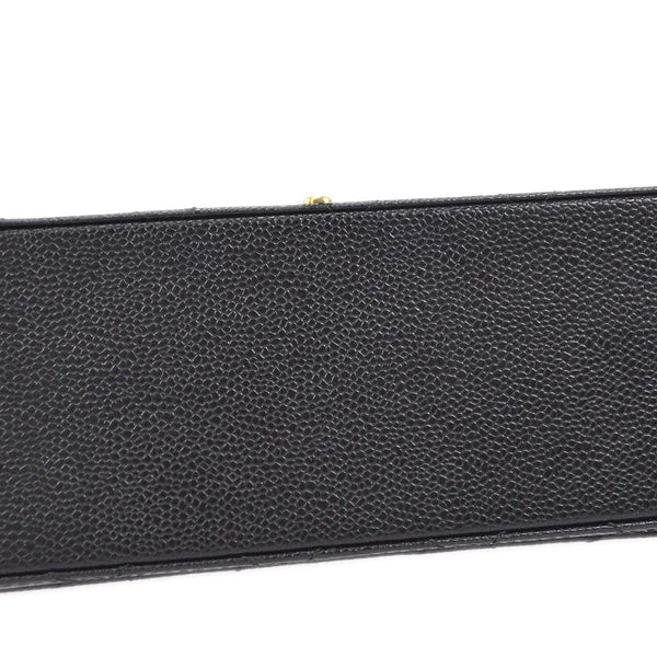 CHANEL 1998 Straight Flap Shoulder Bag Black Caviar