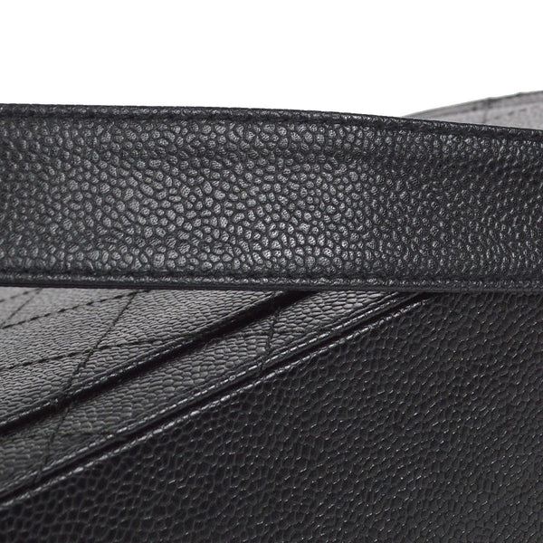 CHANEL 1998 Straight Flap Shoulder Bag Black Caviar