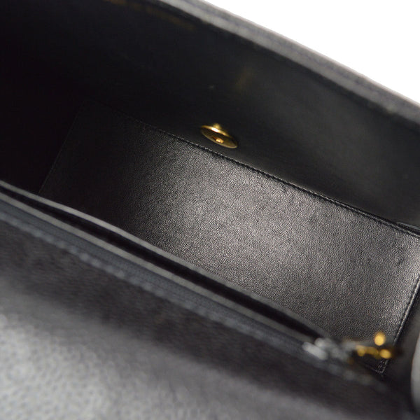 CHANEL 1998 Straight Flap Shoulder Bag Black Caviar