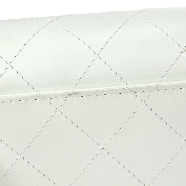 CHANEL 1998 Flap Shoulder Bag Small White Calfskin