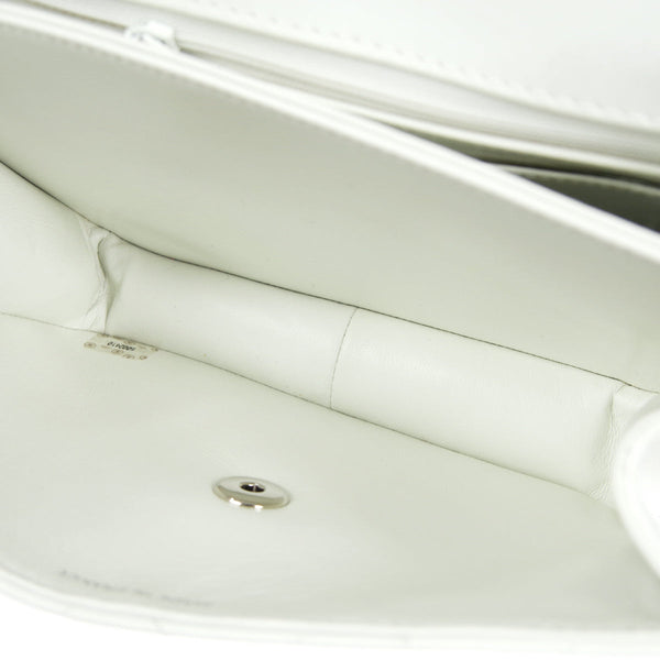 CHANEL 1998 Flap Shoulder Bag Small White Calfskin