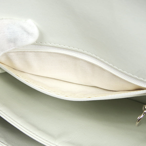CHANEL 1998 Flap Shoulder Bag Small White Calfskin