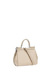 Logo Leather Handbag Borse A Mano Beige