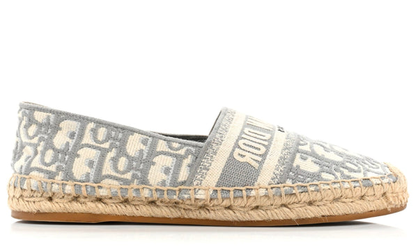 CHRISTIAN DIOR Oblique Embroidered Granville 15mm Espadrilles 37 Grey Stone