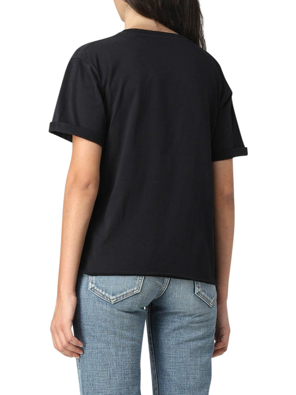 T-SHIRT A MANICHE CORTE SAINT LAURENT BOYFRIEND IN JERSEY DI COTONE
