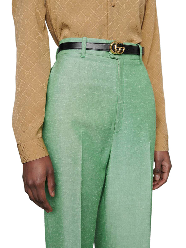 Leather belt with GG buckle 2CM .