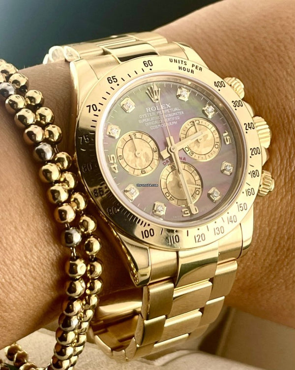 Daytona Yellow Gold Tahiti Diamonds Dial Full set 2010 After Servic