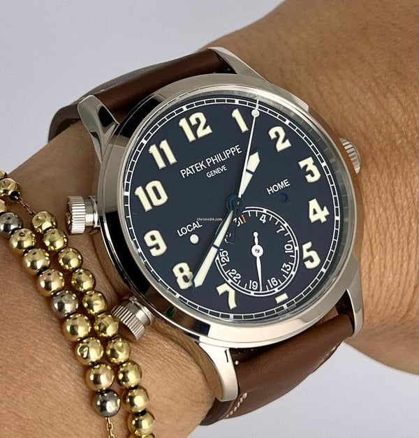 Travel Time Pilot Travel Time 18K White Gold Full Set NEW