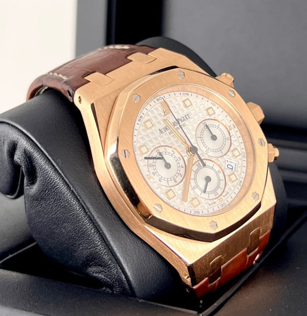 Royal Oak Chronograph kasparov Rose gold white dial box an