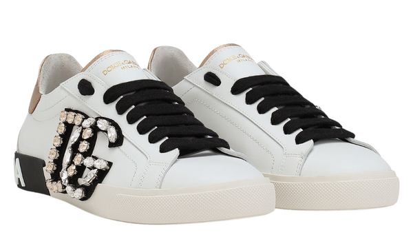 DOLCE & GABBANAPortofino vintage calfskin sneakers "White"
