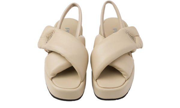 Prada triangle-logo padded sandals "Beige"