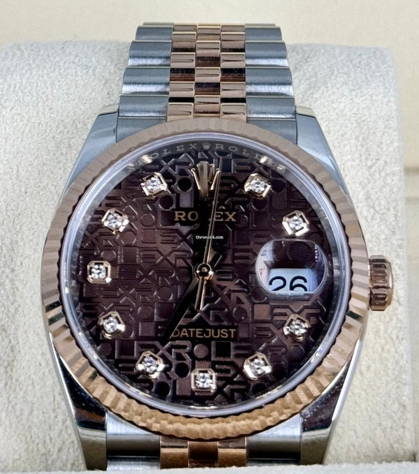 Datejust 36 Certified Rose GOLD Chcolate Diamonds Jubille 2021 99% new Stickers partial