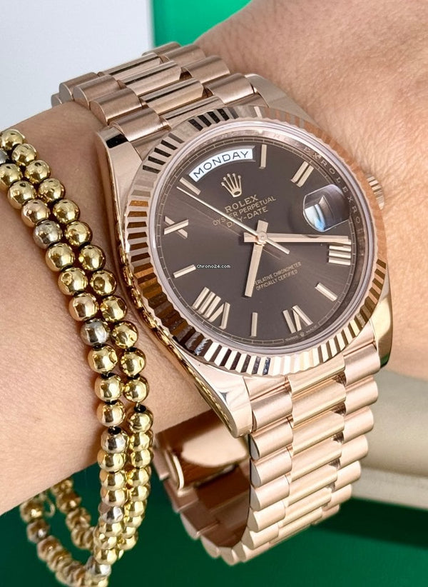 Day-Date 40 Romain Chocolate Dial Rose Gold