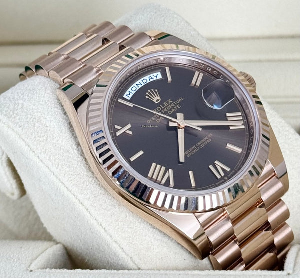 Day-Date 40 Romain Chocolate Dial Rose Gold