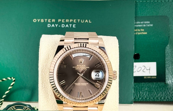 Day-Date 40 Romain Chocolate Dial Rose Gold