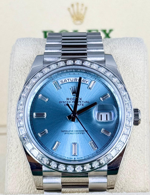 Day Date 40 PLATINUM PRINCESS CUT DIAMONDS SET ALL FACTORY 2022 MINT