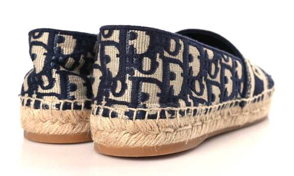 CHRISTIAN DIOR Oblique Embroidered Granville 15mm Espadrilles 38.5 Deep Blue