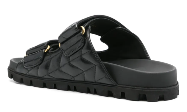 Miu Miu Matelassé Nappa Leather Slides "Black"