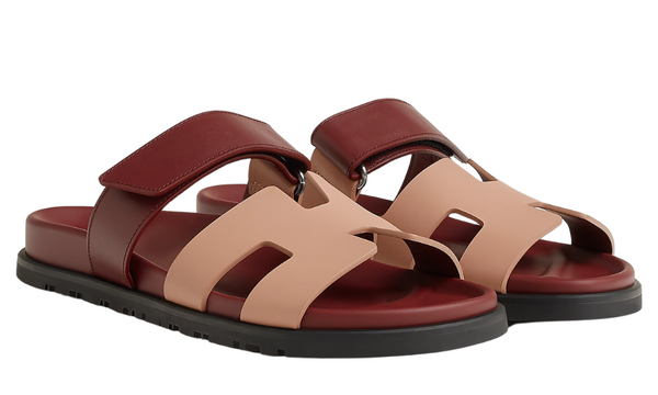 Hermès Chypre Sandal "Beige Perlino / Red H"