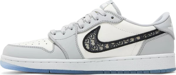 Dior x Air Jordan 1 Low "Wolf Grey Sail Photon Dust White" Sneakers for Men