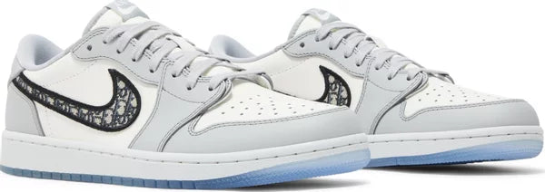Dior x Air Jordan 1 Low "Wolf Grey Sail Photon Dust White" Sneakers for Men