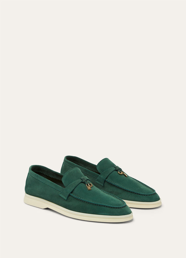 Summer Charms Walk Moccasins in Green Suede