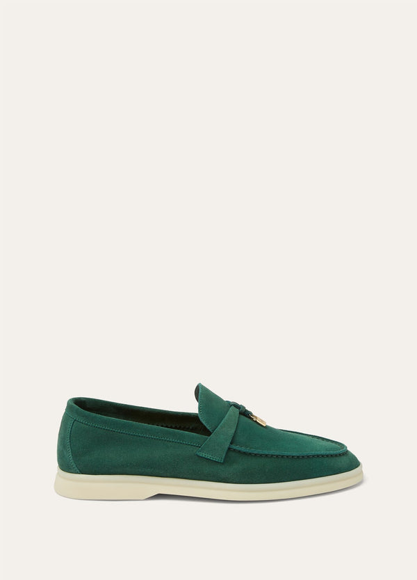 Summer Charms Walk Moccasins in Green Suede