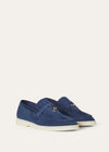 Summer Charms Walk Loafers in Dark Blue Suede