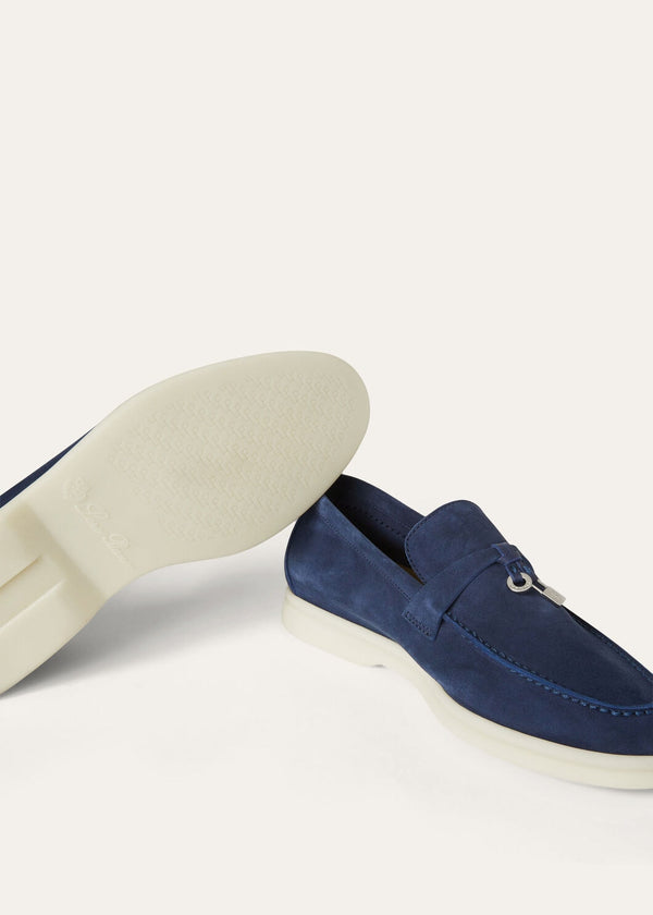 Summer Charms Walk Loafers in Dark Blue Suede