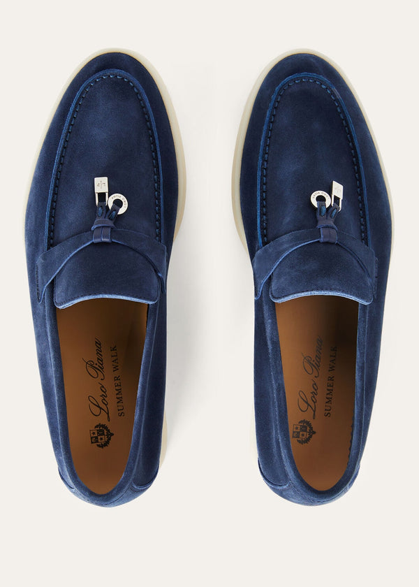 Summer Charms Walk Loafers in Dark Blue Suede