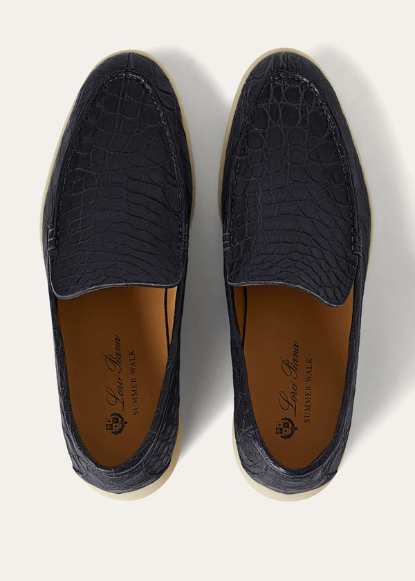 Men's Summer Walk Blue Caiman Leather Loafers