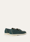 Summer Charms Walk Moccasins in Emerald Black Suede
