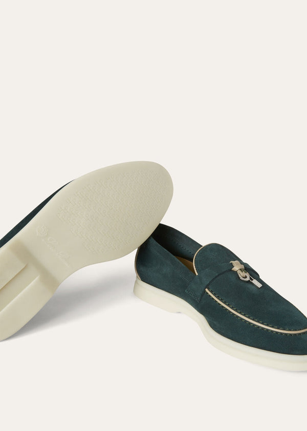 Summer Charms Walk Moccasins in Emerald Black Suede