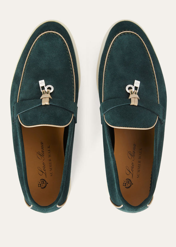 Summer Charms Walk Moccasins in Emerald Black Suede