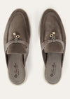Babouche Charms Walk Loafers in Grey Suede for Women