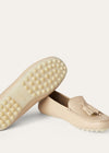 Women's Camel Leather Dot Sole Walk Moccasins