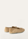 Women's Beige Suede Dot Sole Walk Loafers