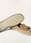 Women's Beige Suede Dot Sole Walk Loafers