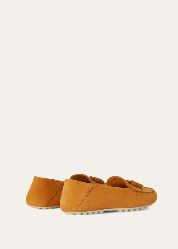 Women's Orange Suede Dot Sole Walk Loafers